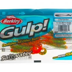 Berkley Gulp Pulse Worm Soft Bait 8cm Chartreuse Green Black Fleck Orange