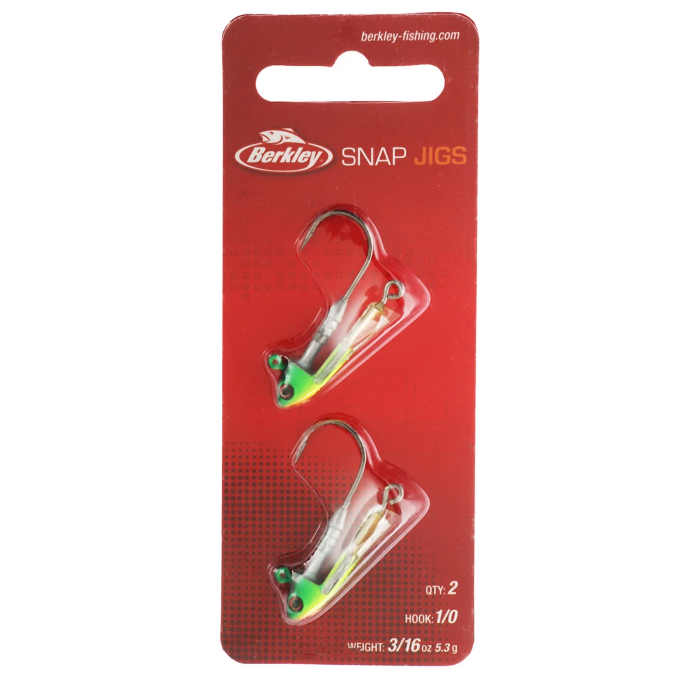 Berkley Snap Jig Heads 1/0 3/16oz Qty 2 Firetiger