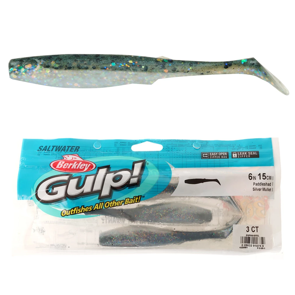 Berkley Gulp Paddleshad Soft Bait 15cm Silver Mullet Qty 3
