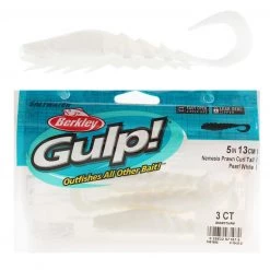 Berkley Gulp Nemesis Prawn Curl Tail Soft Bait 12.5cm Pearl White