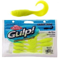 Berkley Gulp Swimming Mullet Soft Bait 10cm Qty 10 Chartreuse